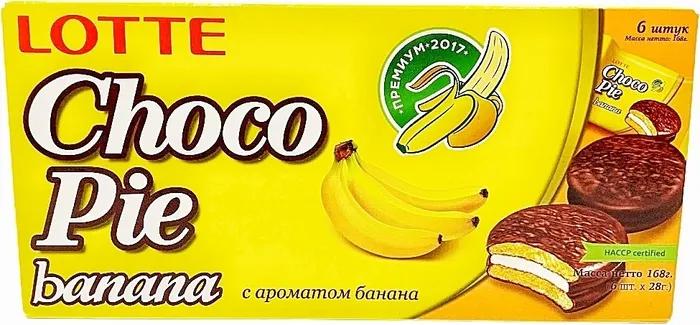 Печенье Lotte Choco Pie банан 6 штук 168 гр., картон