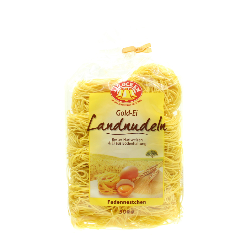 Макаронные изделия 3 Glocken Gold-ei Landnudelen Fadennestchen, 500 гр., пластиковый пакет