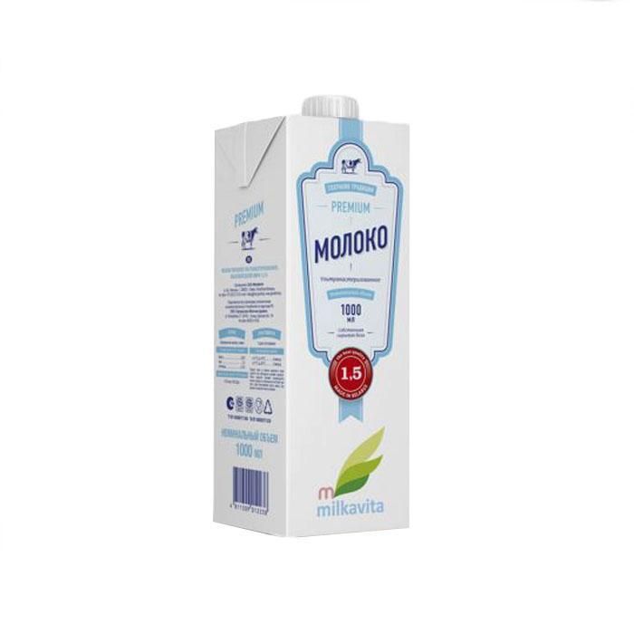 Молоко Milkavita premium ультрапастеризованное 1,5%, 1 л., тетра-пак