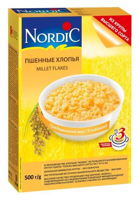 Хлопья Nordic пшенные, 500 гр., картон
