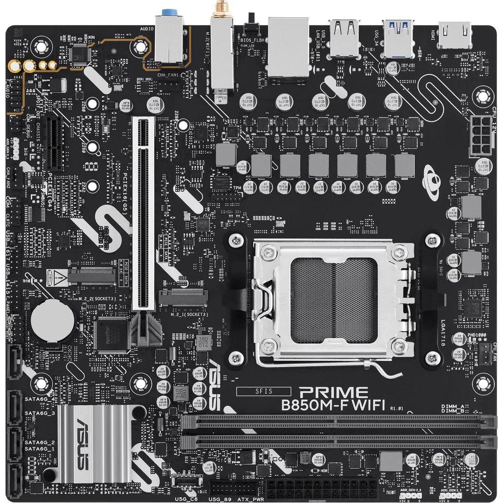 Материнская плата ASUS PRIME B850M-F WIFI, Socket AM5, AMD B850, mATX, Ret