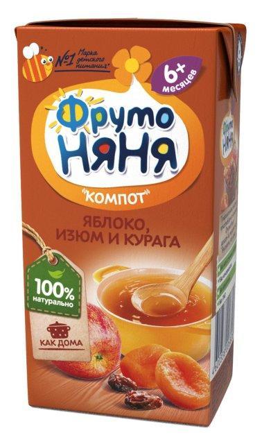 Компот Фруто Няня Яблоко изюм курага 200 мл., тетра-пак