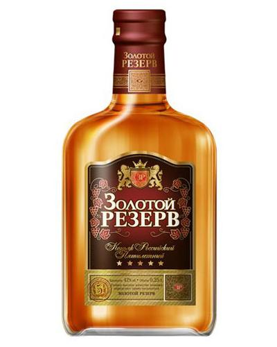 Коньяк Золотой Резерв 40-42% российский пятилетний, 250 мл., стекло