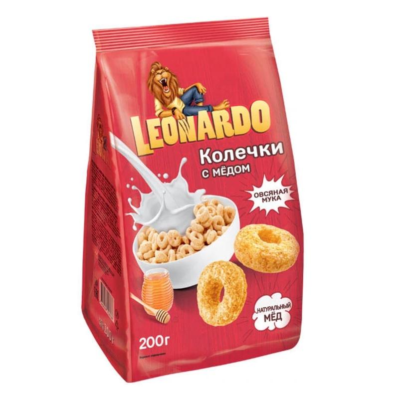Готовый завтрак Leonardo Колечки с мёдом 200 гр., флоу-пак
