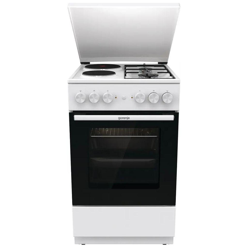 Газовая плита Gorenje GK5A12WG, электрическая духовка, металлическая крышка, сталь, белый