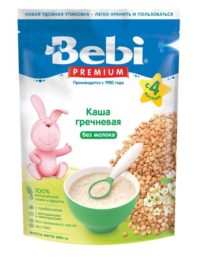 Каша Bebi Premium безмолочная Гречневая с 4 мес. , 200 гр., картон