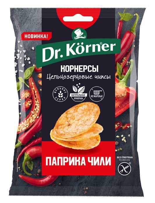 Чипсы цельнозерновые кукурузно-рисовые с паприкой и чили Dr. Korner, 50 гр., Флоу-пак