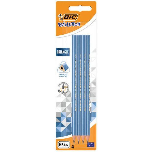 Карандаши чернографитные BIC evolution triangle 4 шт., блистер
