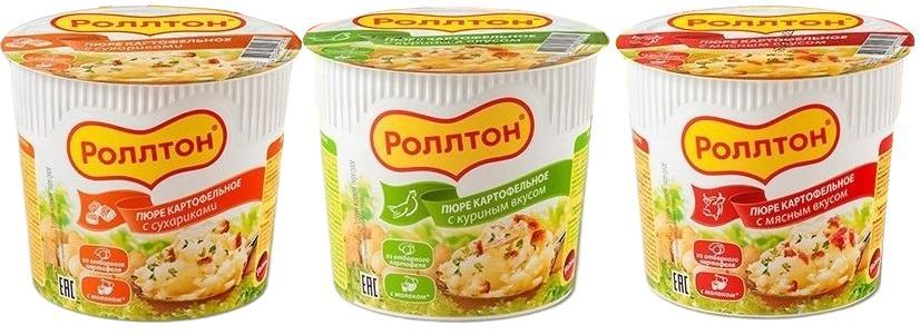 Пюре быстрого приготовления Роллтон в ассортименте 40 гр., стакан