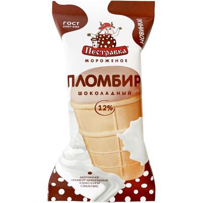 Мороженое Пестравка шоколадное в вафельном стаканчике 100 гр., флоу-пак