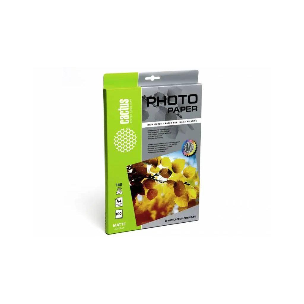 Фотобумага Cactus матовая для струйной печати, A4, 140г/м2, 100 листов