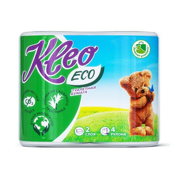 Бумага туалетная, 2 слоя, 4 рулона, 4 шт., Kleo ECO, флоу-пак