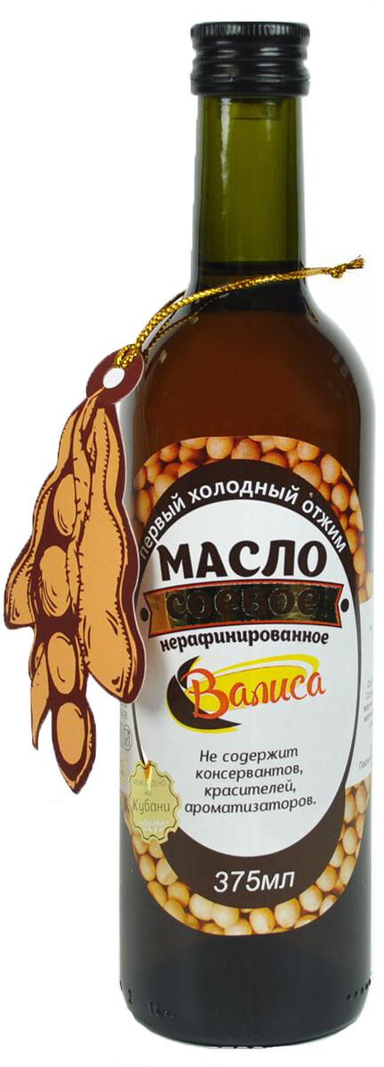 Масло соевое Валиса нерафинированное, 375 мл., стекло