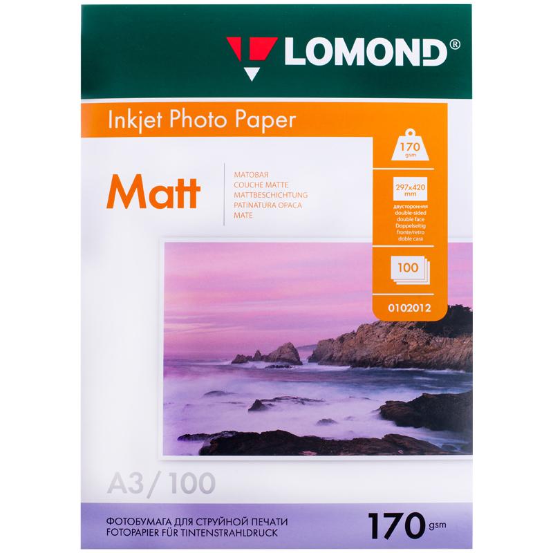 Бумага А3 для стр. принтеров Lomond, 170г/м2 (100л) мат.дв.