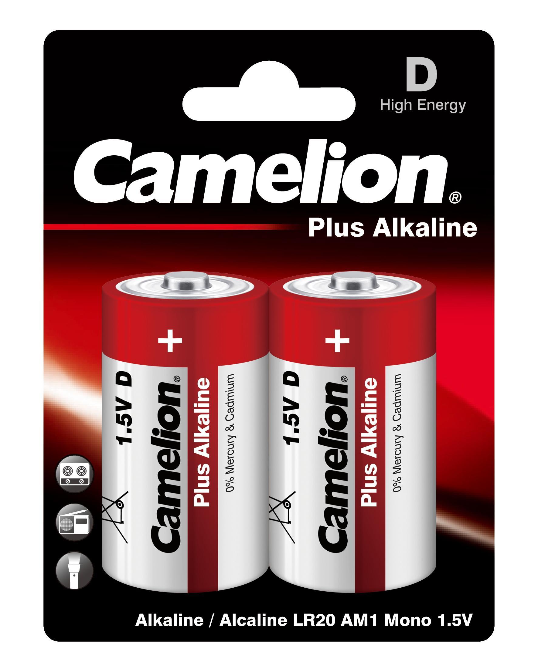 Батарейка Camelion LR20 Plus Alkaline BL-2 1.5В 2шт, блистер