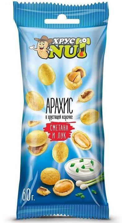 Арахис ХрустNUT сметана лук в хрустящей корочке 50 гр., флоу-пак
