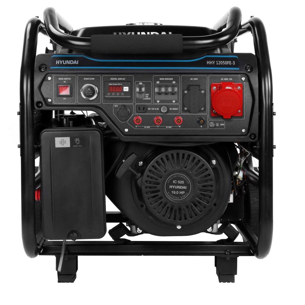 Бензиновый генератор Hyundai HHY 12050FE-3, 380/220/12 В, 10кВт, на колёсах с АКБ