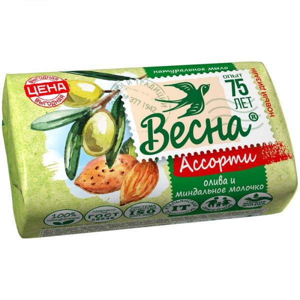 Мыло Весна олива и миндальное молочко 90 гр., бумага