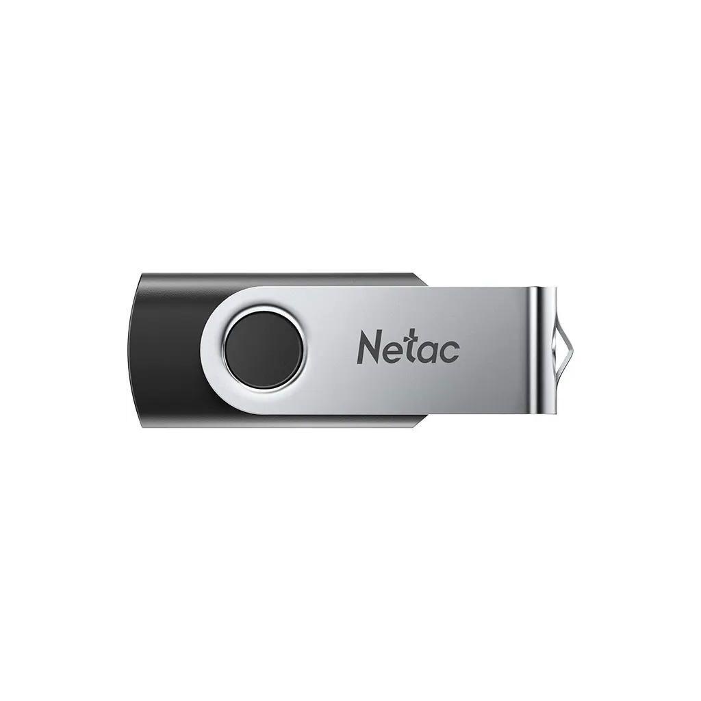 Флешка USB NETAC U505 16ГБ, USB3.0, черный и серебристый [nt03u505n-016g-32bk]