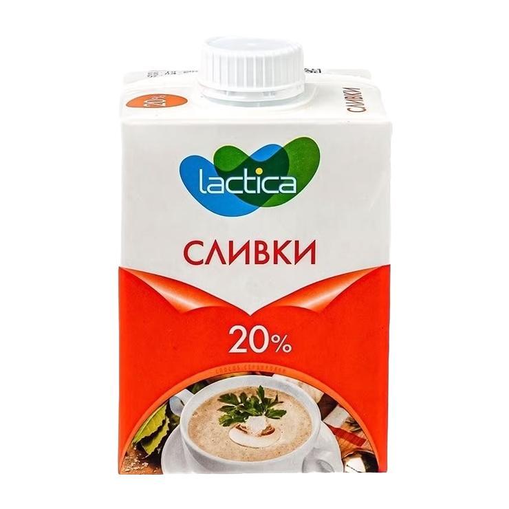 Сливки Lactica питьевые ультрапастеризованные 20% 500 мл., тетра-пак