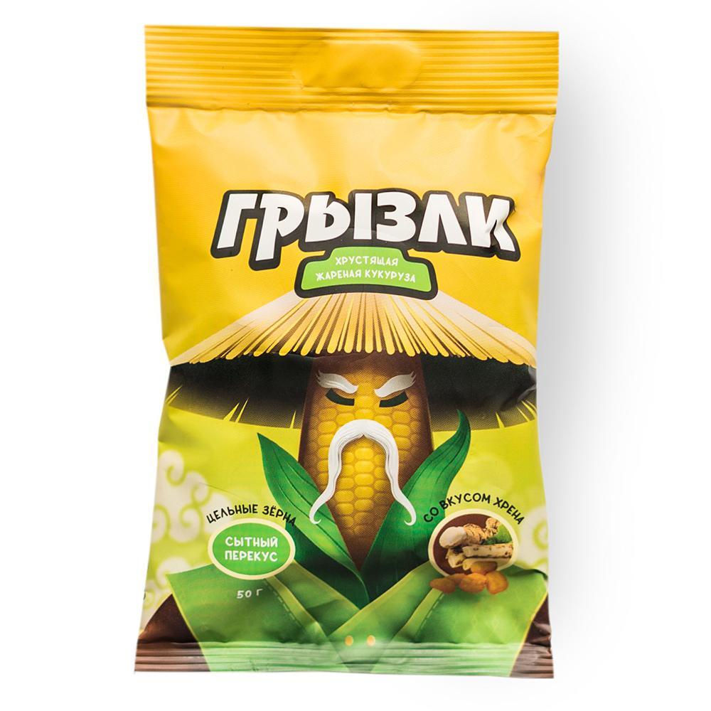 Кукуруза Грызли жареная со вкусом хрена 50 гр., флоу-пак
