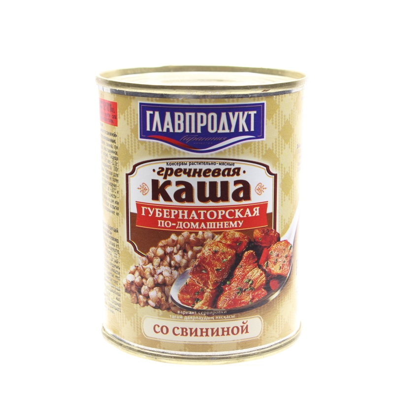 Каша Главпродукт Губернаторская по-домашнему гречневая со свининой 340 гр., ж/б