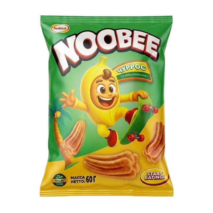 Снеки кукурузные NOOBEE чуррос со вкусом банана 60 гр., флоу-пак