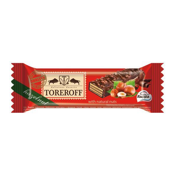 Вафельные мини-торты фундуком, Toreroff, 35 гр., картонная коробка