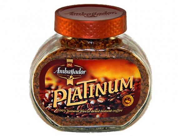 Кофе Ambassador platinum растворимый сублимированный с кофеином 95 гр., стекло