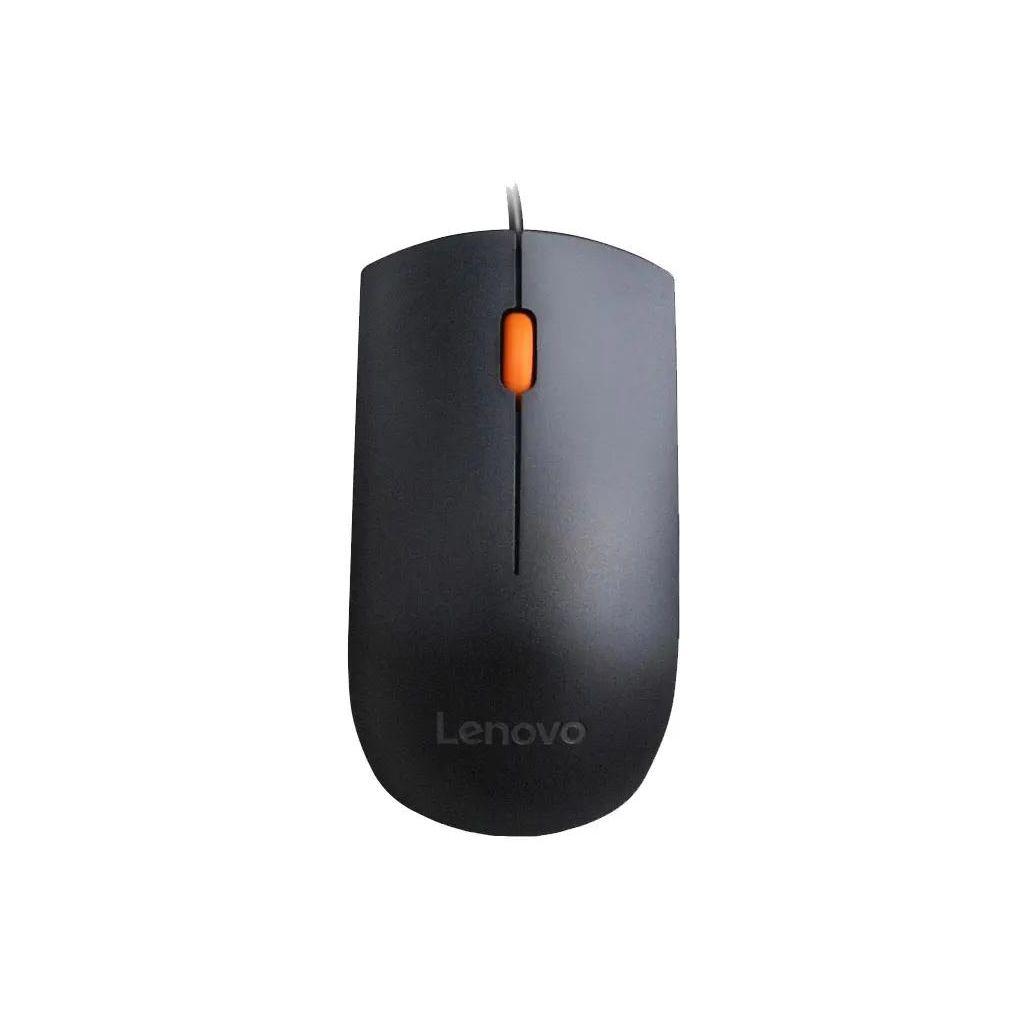 Мышь проводная Lenovo 300, оптическая, USB, 1600dpi, черный и оранжевый [gx30m39704]