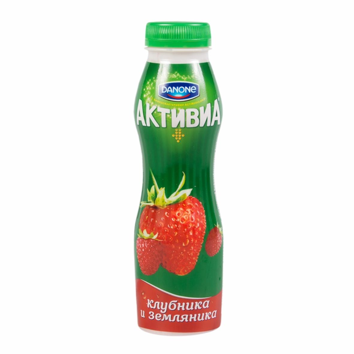 Питьевой йогурт Активиа Клубника-земляника 2% 260 гр., ПЭТ