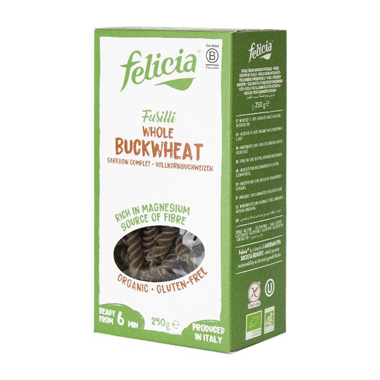 Изделия макаронные Felicia Fusilli Bio без глютена из гречневой муки 250 гр., картон