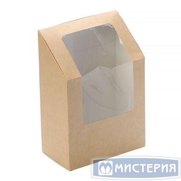 Коробка картонная Do ECO, 90х50х130 мм., ECO ROLL, для роллов, с окном, коричневая, 500 шт.