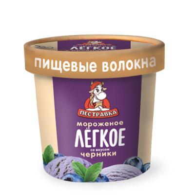 Мороженое Пестравка Легкое молочное без сахарозы черника-белок-пищ. волокна 3% 70 гр., бумажный стакан