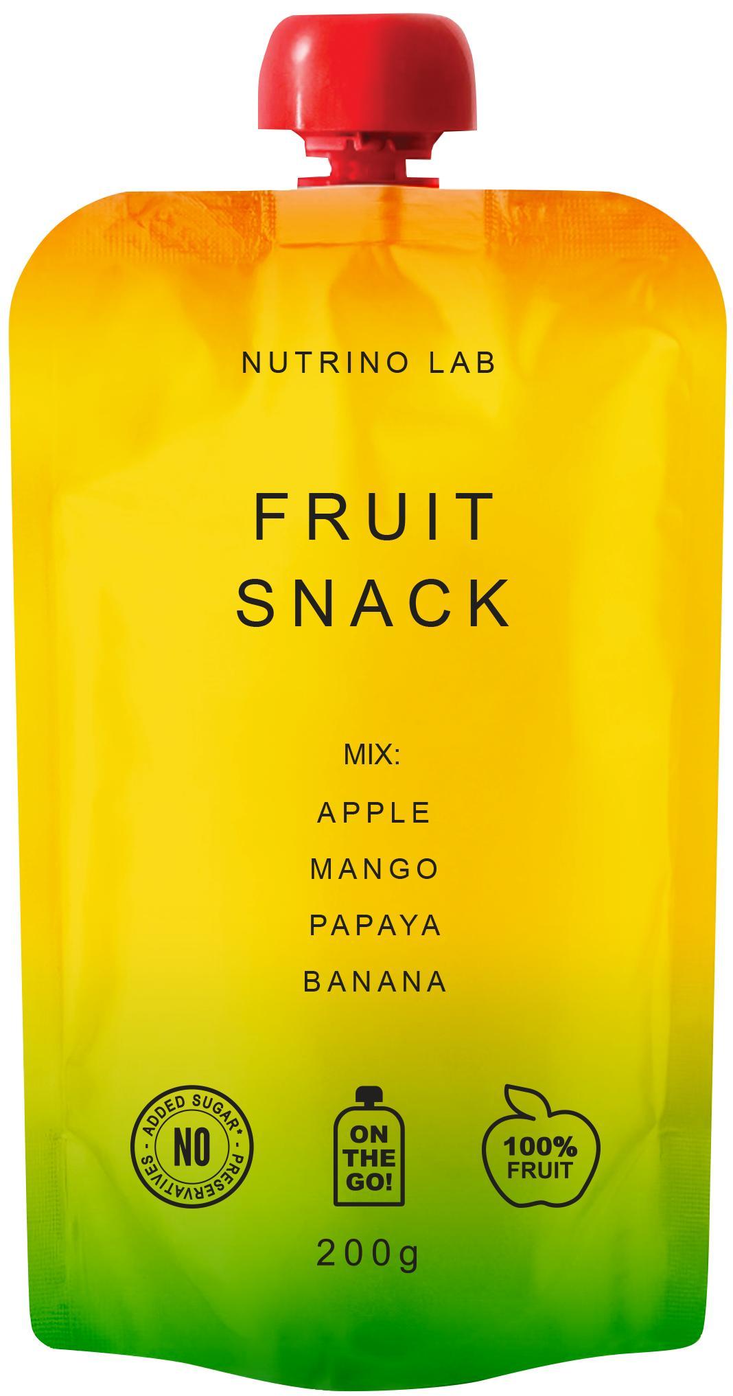 Пюре фруктовое Nutrino Lab fruit snack яблоко манго папайя банан 200 гр., дой-пак