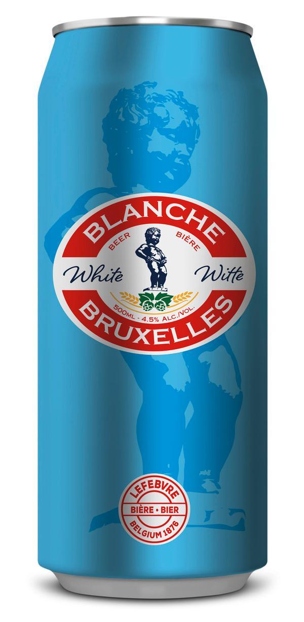 Напиток пивной BLANCHE de BRUXELLES пастеризованный нефильтрованный неосветленный 4,5% 500 мл., ж/б