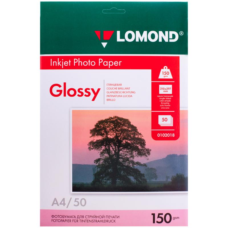 Бумага А4 для стр. принтеров Lomond, 150г/м2 (50л) гл.одн.