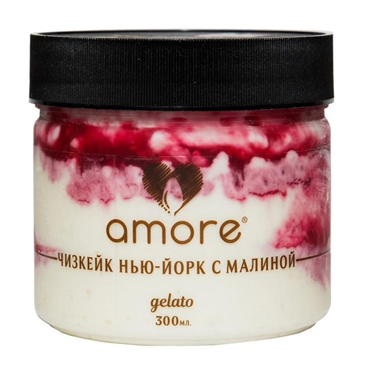 Мороженое пломбир Amore чизкейк нью-йорк с малиной 250 гр., пластиковый стакан