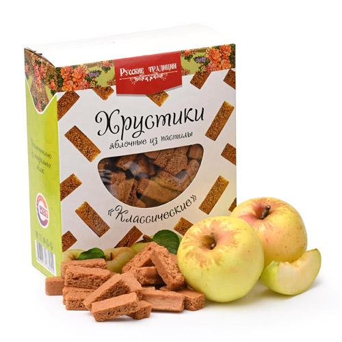 Яблочные хрустики из пастилы Русские Традиции классические без сахара, 250 гр., картон