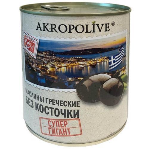 Маслины Akropolive Гигант без косточки Греция 810 гр., ж/б