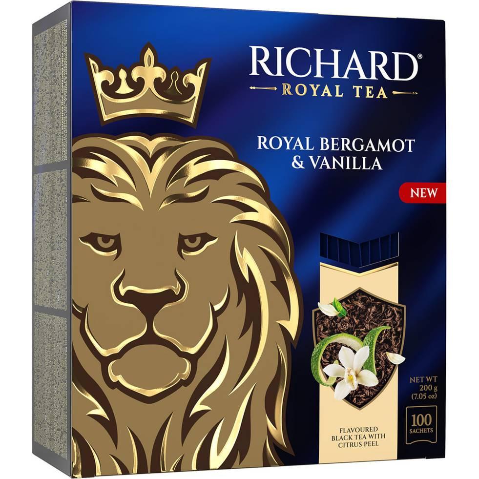Чай Richard Пакетированный Royal Bergamot & Vanilla 100 пак.*2 гр. черный, картон