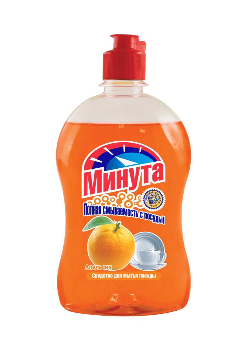 Средство для мытья посуды Минута Апельсин 500 мл., флакон с дозатором