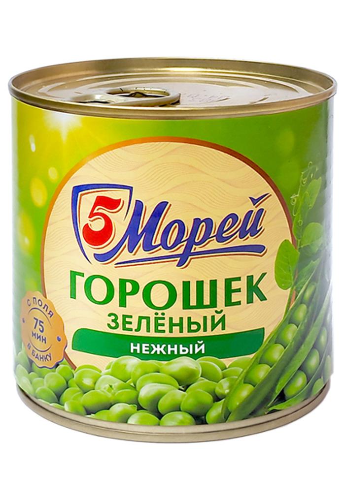 Горошек зеленый в/с 5 морей, 400 гр., ж/б