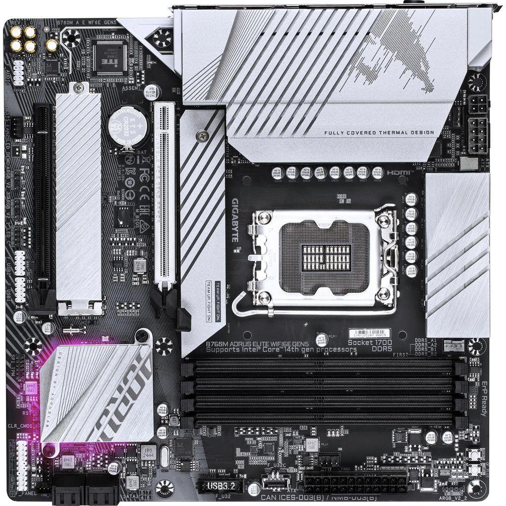 Материнская плата Gigabyte B760M AORUS ELITE WIFI6E GEN5, Socket LGA 1700, Intel B760, mATX, Ret