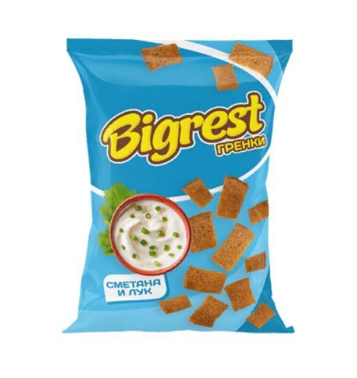 Гренки BigRest со вкусом сметаны с луком 40 гр., флоу-пак