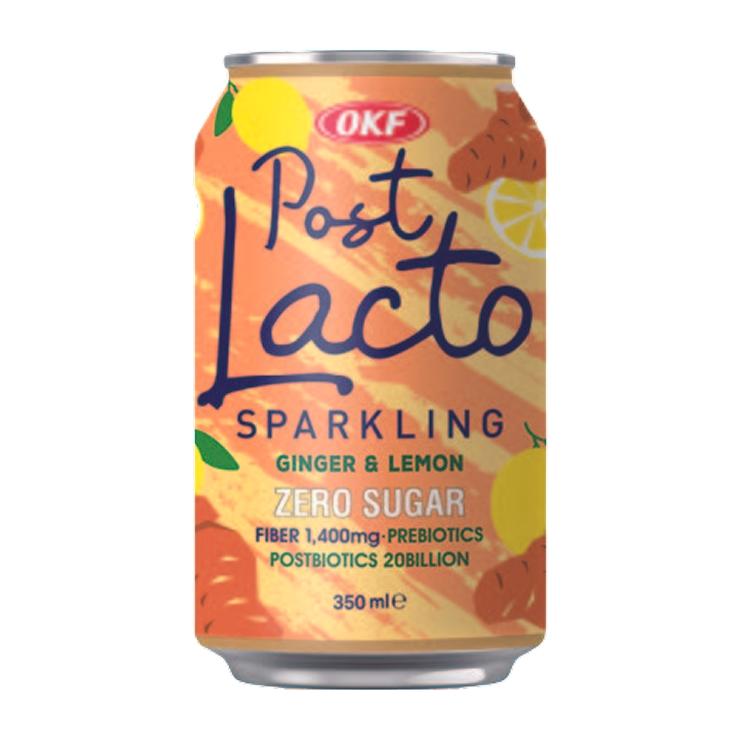 Напиток сильногазированный Post Lacto Ginger Lemon zero sugar Корея 350 мл., ж/б