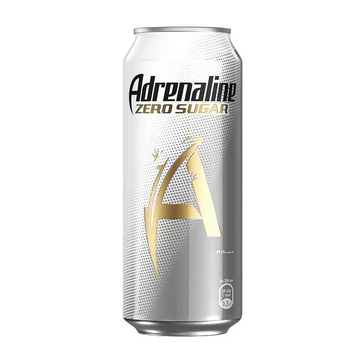 Напиток энергетический Adrenaline Rush zero sugar silver energy 449 мл., ж/б