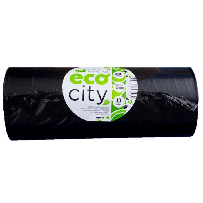 Мешки для мусора Eco City 300 л. 100х150 см. 10 шт., обертка
