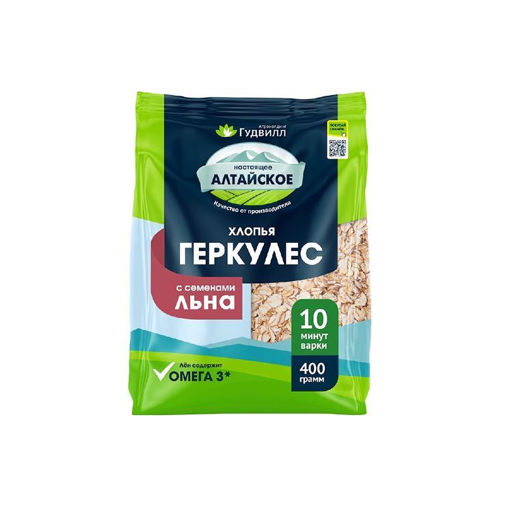 Геркулес Алтайское с семенами льна 400 гр., флоу-пак