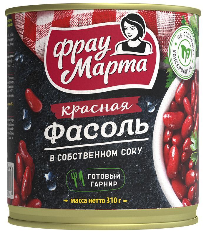 Фасоль Фрау Марта красная в собственном соку 310 гр., ж/б